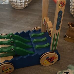 Melissa & Doug Blue and Green Crocodile Push Walker